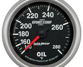 AutoMeter GAUGE; OIL TEMP; 2 5/8in.; 140-280deg.F; MECHANICAL; SPORT-COMP II