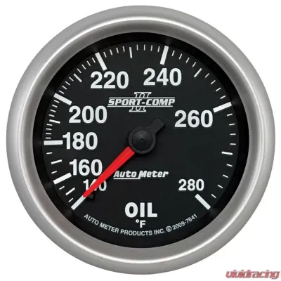 AutoMeter GAUGE; OIL TEMP; 2 5/8in.; 140-280deg.F; MECHANICAL; SPORT-COMP II - 7641
