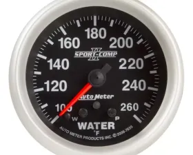 AutoMeter GAUGE; WATER TEMP; 2 5/8in.; 260deg.F; STEPPER MOTOR W/PEAK/WARN; SPORT-COMP II