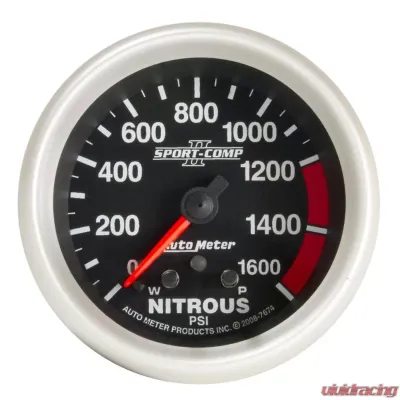 AutoMeter GAUGE; NITROUS PRESS; 2 5/8in.; 1600PSI; STEPPER MOTOR W/PK/WRN; SPORT-COMP II - 7674