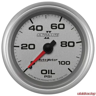 AutoMeter GAUGE; OIL PRESSURE; 2 5/8in.; 100PSI; MECHANICAL; ULTRA-LITE II - 7721