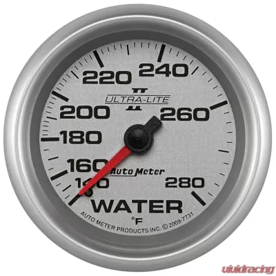 AutoMeter GAUGE; WATER TEMP; 2 5/8in.; 140-280deg.F; MECHANICAL; ULTRA-LITE II - 7731