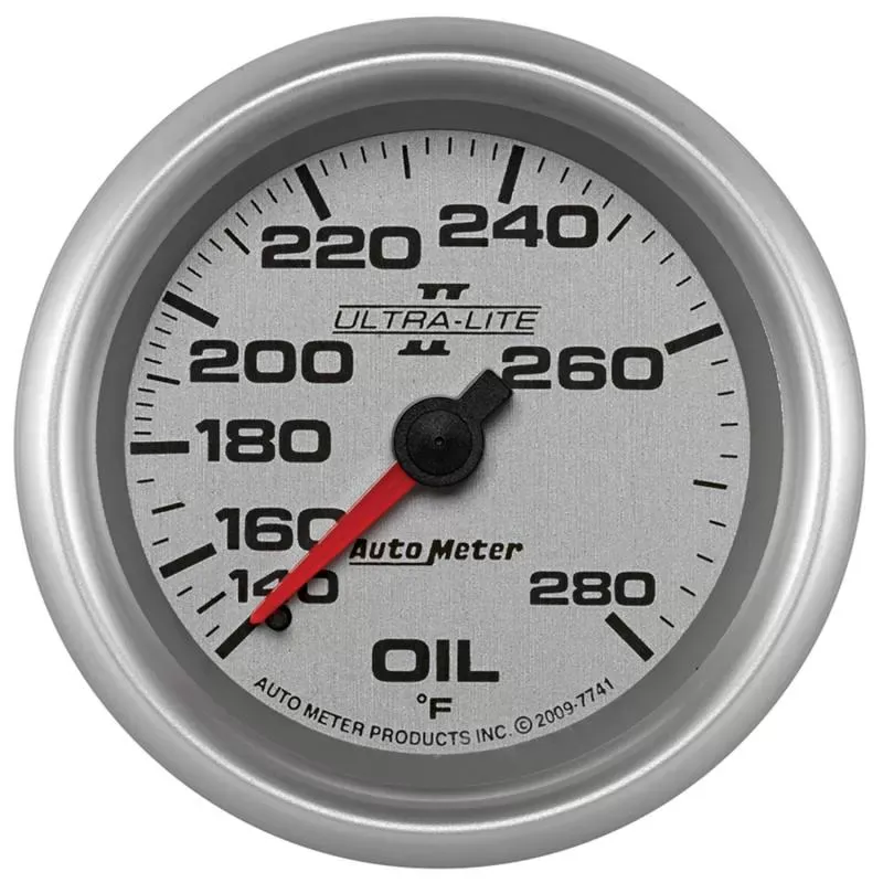 AutoMeter GAUGE; OIL TEMP; 2 5/8in.; 140-280deg.F; MECHANICAL; ULTRA-LITE II - 7741