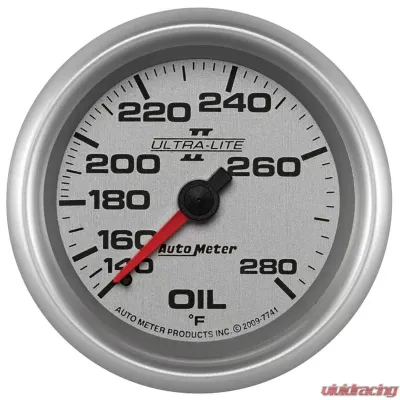 AutoMeter GAUGE; OIL TEMP; 2 5/8in.; 140-280deg.F; MECHANICAL; ULTRA-LITE II - 7741