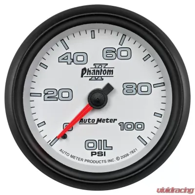 AutoMeter GAUGE; OIL PRESSURE; 2 5/8in.; 100PSI; MECHANICAL; PHANTOM II - 7821