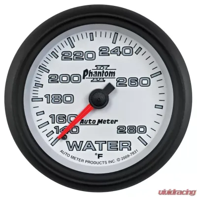AutoMeter GAUGE; WATER TEMP; 2 5/8in.; 140-280deg.F; MECHANICAL; PHANTOM II - 7831