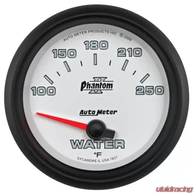 AutoMeter GAUGE; WATER TEMP; 2 5/8in.; 100-250deg.F; ELECTRIC; PHANTOM II - 7837