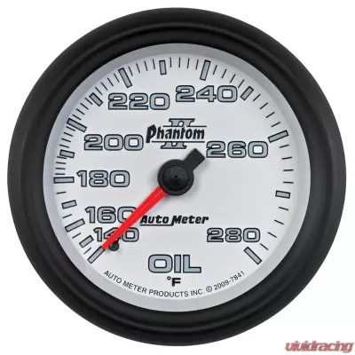 AutoMeter GAUGE; OIL TEMP; 2 5/8in.; 140-280deg.F; MECHANICAL; PHANTOM II - 7841