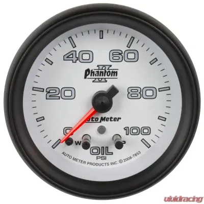 AutoMeter GAUGE; OIL PRESS; 2 5/8in.; 100PSI; STEPPER MOTOR W/PEAK/WARN; PHANTOM II - 7853