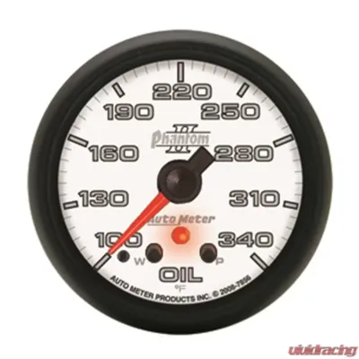 AutoMeter GAUGE; OIL TEMP; 2 5/8in.; 340deg.F; STEPPER MOTOR W/PEAK/WARN; PHANTOM II - 7856