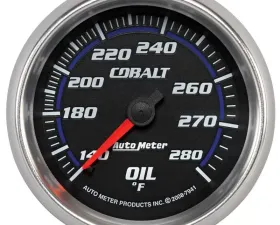AutoMeter GAUGE; OIL TEMP; 2 5/8in.; 140-280deg.F; MECHANICAL; COBALT