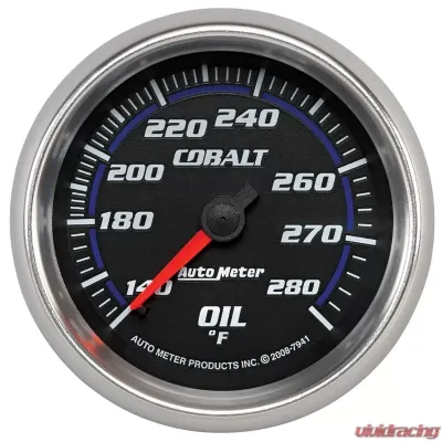 AutoMeter GAUGE; OIL TEMP; 2 5/8in.; 140-280deg.F; MECHANICAL; COBALT - 7941
