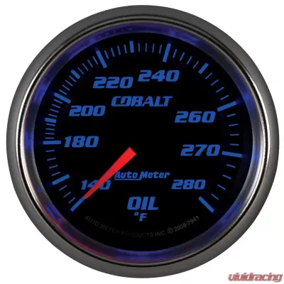 AutoMeter GAUGE; OIL TEMP; 2 5/8in.; 140-280deg.F; MECHANICAL; COBALT - 7941