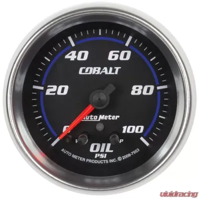AutoMeter GAUGE; OIL PRESS; 2 5/8in.; 100PSI; STEPPER MOTOR W/PEAK/WARN; COBALT - 7953