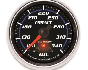 AutoMeter GAUGE; OIL TEMP; 2 5/8in.; 340deg.F; STEPPER MOTOR W/PEAK/WARN; COBALT