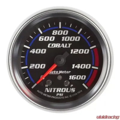 AutoMeter GAUGE; NITROUS PRESS; 2 5/8in.; 1600PSI; STEPPER MOTOR W/PEAK/WARN; COBALT - 7974