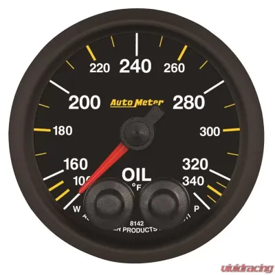 AutoMeter GAUGE; OIL TEMP; 2 1/16in.; 340deg.F; STEPPER MOTOR W/PEAK/WARN; NASCAR CAN - 8142-05702