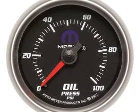 AutoMeter GAUGE; OIL PRESSURE; 2 1/16in.; 100PSI; MECHANICAL; BLACK; MOPAR