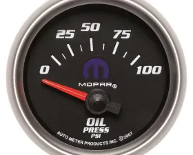 AutoMeter GAUGE; OIL PRESSURE; 2 1/16in.; 100PSI; ELECTRIC; BLACK; MOPAR