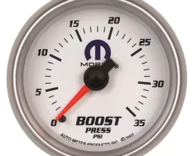 AutoMeter GAUGE; BOOST; 2 1/16in.; 35PSI; MECHANICAL; WHITE; MOPAR