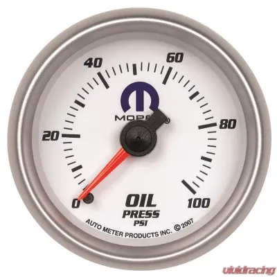 AutoMeter GAUGE; OIL PRESSURE; 2 1/16in.; 100PSI; MECHANICAL; WHITE; MOPAR - 880028