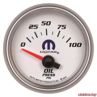 AutoMeter GAUGE; OIL PRESSURE; 2 1/16in.; 100PSI; ELECTRIC; WHITE; MOPAR - 880029