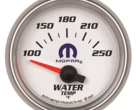 AutoMeter GAUGE; WATER TEMP; 2 1/16in.; 100-250deg.F; ELECTRIC; WHITE; MOPAR