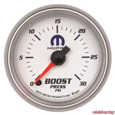 AutoMeter GAUGE; BOOST; 2 1/16in.; 30PSI; DIGITAL STEPPER MOTOR; WHITE; MOPAR - 880034