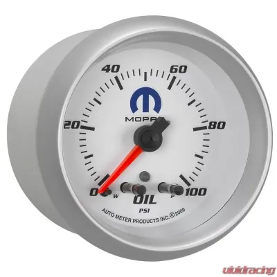 AutoMeter GAUGE; OIL PRESS; 2 5/8in.; 100PSI; STEPPER MOTOR W/PEAK/WARN; WHITE; MOPAR - 880249