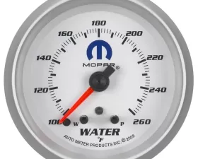 AutoMeter GAUGE; WATER TEMP; 2 5/8in.; 260deg.F; STEPPER MOTOR W/PEAK/WARN; WHITE; MOPAR