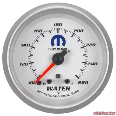 AutoMeter GAUGE; WATER TEMP; 2 5/8in.; 260deg.F; STEPPER MOTOR W/PEAK/WARN; WHITE; MOPAR - 880250