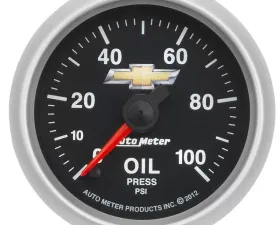 AutoMeter GAUGE; OIL PRESS; 2 1/16in.; 100PSI; DIGITAL STEPPER MOTOR; CHEVY GOLD BOWTIE