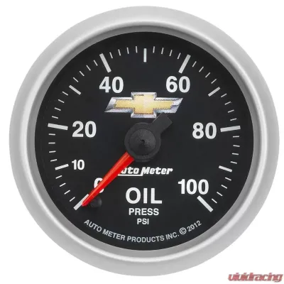 AutoMeter GAUGE; OIL PRESS; 2 1/16in.; 100PSI; DIGITAL STEPPER MOTOR; CHEVY GOLD BOWTIE - 880447