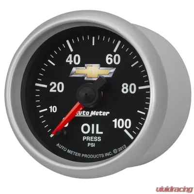 AutoMeter GAUGE; OIL PRESS; 2 1/16in.; 100PSI; DIGITAL STEPPER MOTOR; CHEVY GOLD BOWTIE - 880447