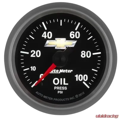 AutoMeter GAUGE; OIL PRESS; 2 1/16in.; 100PSI; DIGITAL STEPPER MOTOR; CHEVY GOLD BOWTIE - 880447