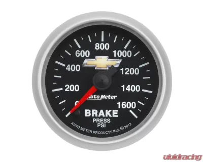 AutoMeter GAUGE; BRAKE PRESS; 2 1/16in.; 1600PSI; DIGITAL STEPPER MOTOR; CHEVY GOLD BOWTIE - 880450