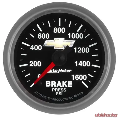AutoMeter GAUGE; BRAKE PRESS; 2 1/16in.; 1600PSI; DIGITAL STEPPER MOTOR; CHEVY GOLD BOWTIE - 880450