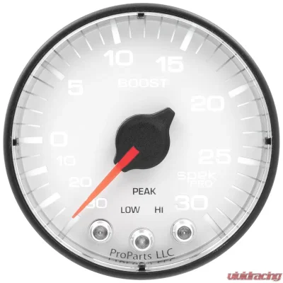 AutoMeter GAUGE; VAC/BOOST; 2 1/16in.; 30INHG-30PSI; STEPPER MOTOR W/PK/WRN; WHT/BLK; SPEK - P302128