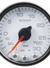 AutoMeter GAUGE; VAC/BOOST; 2 1/16in.; 30INHG-30PSI; STEPPER MOTOR W/PK/WRN; WHT/BLK; SPEK                                     - P30212 - Image 3