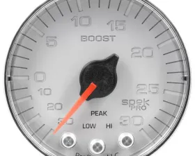 AutoMeter GAUGE; VAC/BOOST; 2 1/16in.; 30INHG-30PSI; STEPPER MTR W/PK/WRN;SLVR/CHRME; SPEK