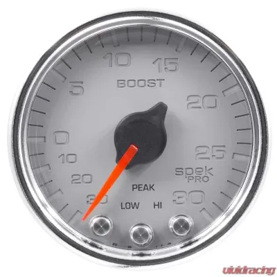 AutoMeter GAUGE; VAC/BOOST; 2 1/16in.; 30INHG-30PSI; STEPPER MTR W/PK/WRN;SLVR/CHRME; SPEK - P30221