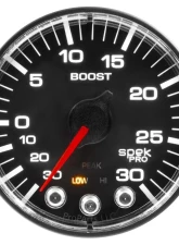 AutoMeter GAUGE; VAC/BOOST; 2 1/16in.; 30INHG-30PSI; STEPPER MOTOR W/PK/WRN; BLK/BLK; SPEK                                     - P302328 - Image 2