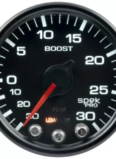 AutoMeter GAUGE; VAC/BOOST; 2 1/16in.; 30INHG-30PSI; STEPPER MOTOR W/PK/WRN; BLK/BLK; SPEK                                     - P30232 - Image 2