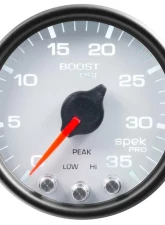 AutoMeter GAUGE; BOOST; 2 1/16in.; 35PSI; STEPPER MOTOR W/PEAK/WARN; WHITE/BLACK; SPEK-PRO                                     - P30312 - Image 3