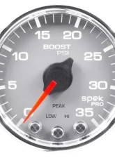 AutoMeter GAUGE; BOOST; 2 1/16in.; 35PSI; STEPPER MOTOR W/PEAK/WARN; SLVR/CHRME; SPEK-PRO                                     - P30321 - Image 3