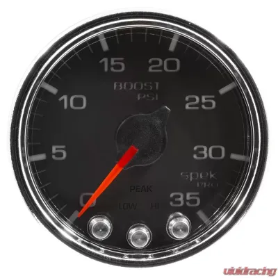 AutoMeter GAUGE; BOOST; 2 1/16in.; 35PSI; STEPPER MOTOR W/PEAK/WARN; BLK/CHROME; SPEK-PRO - P30331