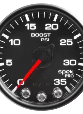 AutoMeter GAUGE; BOOST; 2 1/16in.; 35PSI; STEPPER MOTOR W/PEAK/WARN; BLACK/BLACK; SPEK-PRO                                     - P30332 - Image 2