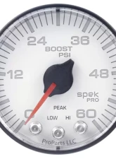 AutoMeter GAUGE; BOOST; 2 1/16in.; 60PSI; STEPPER MOTOR W/PEAK/WARN; WHT/BLK; SPEK-PRO                                     - P304128 - Image 3