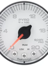 AutoMeter GAUGE; PYRO. (EGT); 2 1/16in.; 2000deg.F; STEPPER MOTOR W/PEAK/WARN; WHT/BLK; SP                                     - P310128 - Image 3