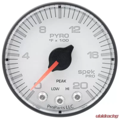 AutoMeter GAUGE; PYRO. (EGT); 2 1/16in.; 2000deg.F; STEPPER MOTOR W/PEAK/WARN; WHT/BLK; SP - P310128